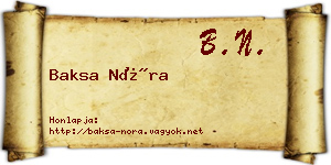 Baksa Nóra névjegykártya