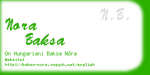 nora baksa business card